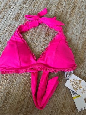 BECCA Neon Hot Pink Halter Bikini Top